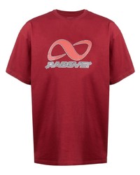 dunkelrotes bedrucktes T-Shirt mit einem Rundhalsausschnitt von PACCBET