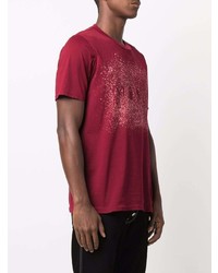 dunkelrotes bedrucktes T-Shirt mit einem Rundhalsausschnitt von Marni