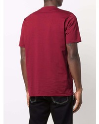 dunkelrotes bedrucktes T-Shirt mit einem Rundhalsausschnitt von Marni