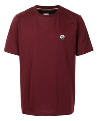 dunkelrotes bedrucktes T-Shirt mit einem Rundhalsausschnitt von Paul Smith
