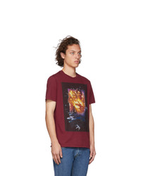 dunkelrotes bedrucktes T-Shirt mit einem Rundhalsausschnitt von Etro