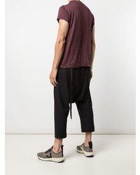 dunkelrotes bedrucktes T-Shirt mit einem Rundhalsausschnitt von Rick Owens DRKSHDW