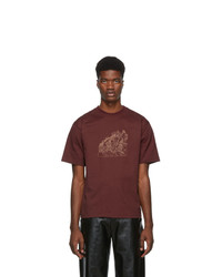 dunkelrotes bedrucktes T-Shirt mit einem Rundhalsausschnitt von St-Henri