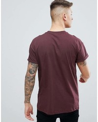 dunkelrotes bedrucktes T-Shirt mit einem Rundhalsausschnitt von New Look