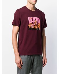 dunkelrotes bedrucktes T-Shirt mit einem Rundhalsausschnitt von Kenzo