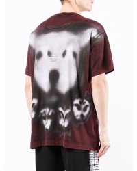 dunkelrotes bedrucktes T-Shirt mit einem Rundhalsausschnitt von Givenchy