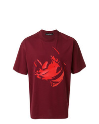 dunkelrotes bedrucktes T-Shirt mit einem Rundhalsausschnitt von Y/Project
