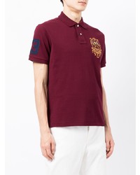 dunkelrotes besticktes Polohemd von Polo Ralph Lauren