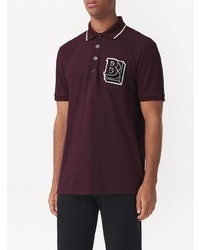 dunkelrotes besticktes Polohemd von Burberry