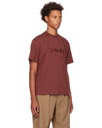dunkelrotes besticktes T-Shirt mit einem Rundhalsausschnitt von Sunnei
