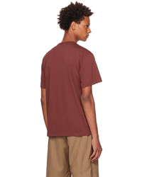dunkelrotes besticktes T-Shirt mit einem Rundhalsausschnitt von Sunnei