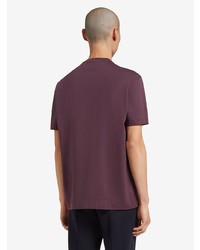 dunkelrotes besticktes T-Shirt mit einem Rundhalsausschnitt von Z Zegna