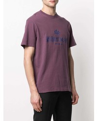 dunkelrotes besticktes T-Shirt mit einem Rundhalsausschnitt von Han Kjobenhavn