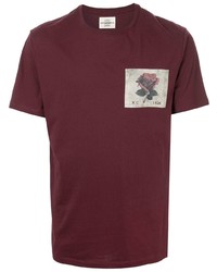 dunkelrotes besticktes T-Shirt mit einem Rundhalsausschnitt von Kent & Curwen