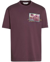 dunkelrotes besticktes T-Shirt mit einem Rundhalsausschnitt von Z Zegna