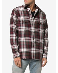 dunkelrotes Flanell Langarmhemd mit Karomuster von Gucci