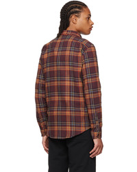 dunkelrotes Flanell Langarmhemd mit Schottenmuster von Ps By Paul Smith