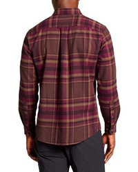 dunkelrotes Flanell Langarmhemd mit Schottenmuster von Eddie Bauer