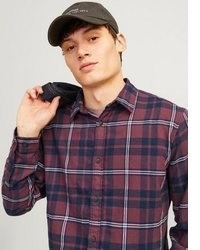 dunkelrotes Flanell Langarmhemd von Jack & Jones