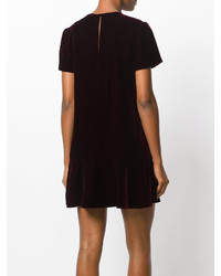dunkelrotes gerade geschnittenes Kleid von Saint Laurent