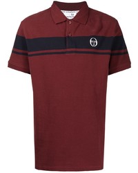 dunkelrotes horizontal gestreiftes Polohemd von Sergio Tacchini