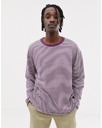 dunkelrotes horizontal gestreiftes Sweatshirt von Weekday