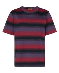 dunkelrotes horizontal gestreiftes T-Shirt mit einem Rundhalsausschnitt von Missoni
