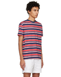 dunkelrotes horizontal gestreiftes T-Shirt mit einem Rundhalsausschnitt von Polo Ralph Lauren