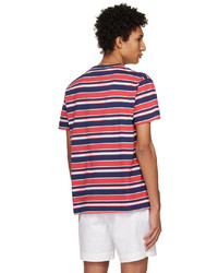dunkelrotes horizontal gestreiftes T-Shirt mit einem Rundhalsausschnitt von Polo Ralph Lauren