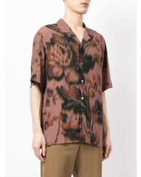 dunkelrotes Kurzarmhemd mit Blumenmuster von Paul Smith