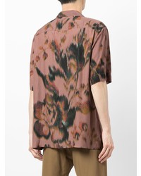 dunkelrotes Kurzarmhemd mit Blumenmuster von Paul Smith