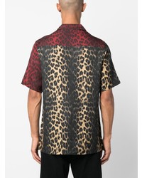 dunkelrotes Kurzarmhemd mit Leopardenmuster von Ksubi
