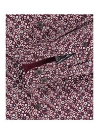 dunkelrotes Langarmhemd mit Blumenmuster von Casamoda