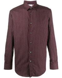 dunkelrotes Langarmhemd mit Paisley-Muster von Brioni