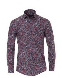 dunkelrotes Langarmhemd mit Paisley-Muster von Casamoda
