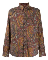 dunkelrotes Langarmhemd mit Paisley-Muster von Etro