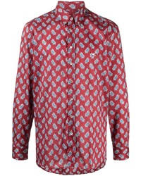 dunkelrotes Langarmhemd mit Paisley-Muster von Etro