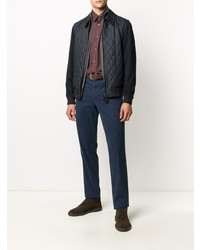 dunkelrotes Langarmhemd mit Paisley-Muster von Brioni