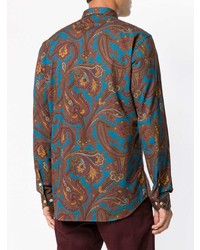 dunkelrotes Langarmhemd mit Paisley-Muster von Etro