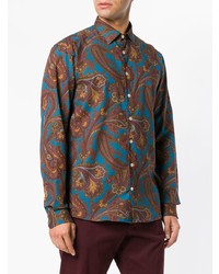 dunkelrotes Langarmhemd mit Paisley-Muster von Etro