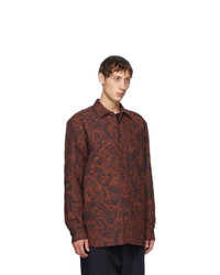 dunkelrotes Langarmhemd mit Paisley-Muster von Dries Van Noten