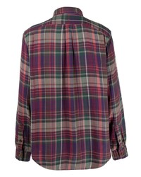 dunkelrotes Langarmhemd mit Schottenmuster von Polo Ralph Lauren