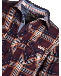 dunkelrotes Langarmhemd mit Schottenmuster von Tokyo Laundry