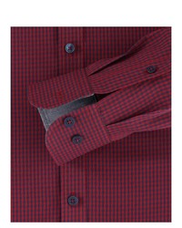 dunkelrotes Langarmhemd mit Vichy-Muster von Casamoda