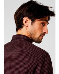 dunkelrotes Langarmhemd mit Vichy-Muster von Esprit