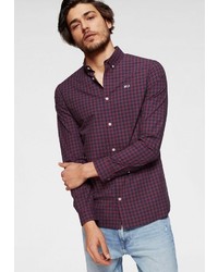 dunkelrotes Langarmhemd mit Vichy-Muster von Tommy Jeans