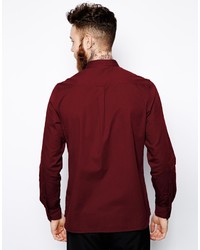 dunkelrotes Langarmhemd von Asos