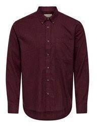 dunkelrotes Langarmhemd von ONLY & SONS