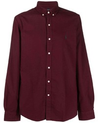 dunkelrotes Langarmhemd von Polo Ralph Lauren