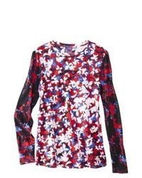 dunkelrotes Langarmshirt mit Blumenmuster